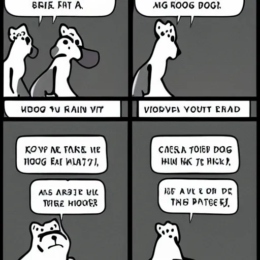 Image similar to a 4 panel comic about a dog, funny, beautiful