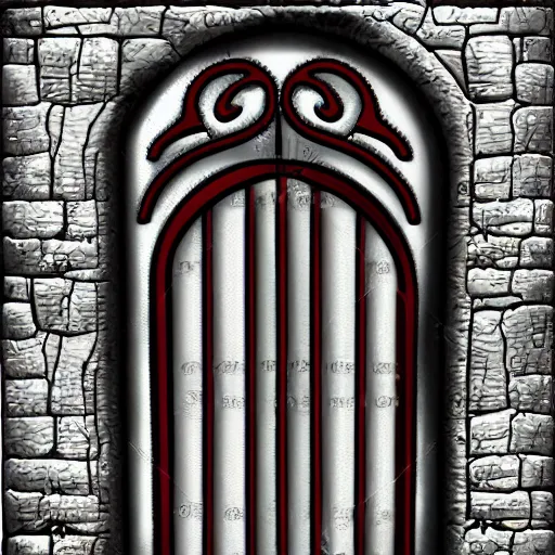 Image similar to iron arc gate door texture, cartoon art style, 2 d texture