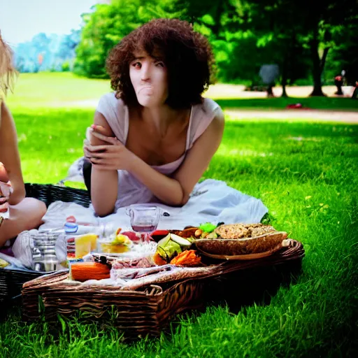 Image similar to death and life having a picnic at the park