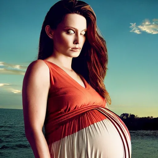 Image similar to stunning awe inspiring johnny depp pregnant maternity photo, movie still 8 k hdr atmospheric lighting