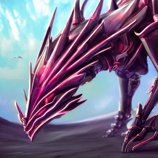 Image similar to very close up foot shot, detailed foot shot, hyperdetailed elegant beautiful stunning anthropomorphic hot mecha female dragon showing detailed sharp dragon claws close to camera, laying on beach, soft pads, sharp silver armor, fuchsia skin, feet art, warframe destiny fanart, giantess art, dragon paws, furaffinity, deviantart, octane, ekasportal