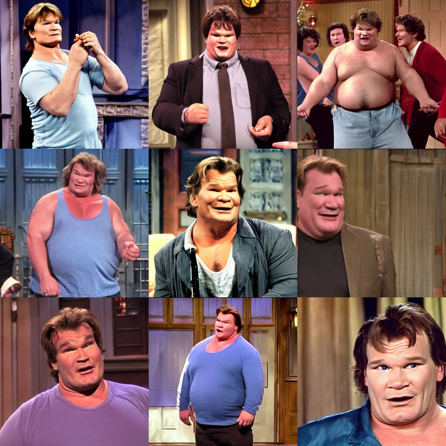 Prompt: fat patrick swayze on saturday night live