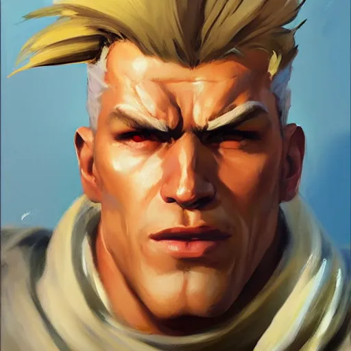 Image similar to greg manchess portrait painting of guile from street fighter as overwatch character, medium shot, asymmetrical, profile picture, organic painting, sunny day, matte painting, bold shapes, hard edges, street art, trending on artstation, by huang guangjian and gil elvgren and gerald brom