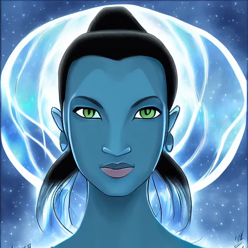 Prompt: Ang from Avatar, portrait, digital art, in avatar state, levitating