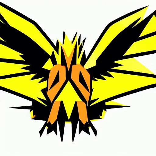 Prompt: zapdos. thunderbird pokemon. zapdos zapdos zapdos. spiky bird. birdform. flying lightning bird. yellow color.