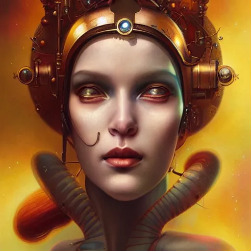 Image similar to a beautiful portrait of a cosmic goddess by Jim Burns and Tom Bagshaw