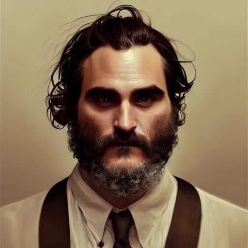 Prompt: painting of joaquin phoenix, decorated, intricate, elegant, highly detailed, digital painting, artstation, concept art, smooth, sharp focus, illustration, art by artgerm and greg rutkowski and alphonse mucha, 8 k