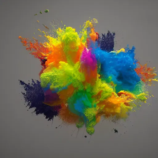 Prompt: improbability, octane render, made of paint, splashes of colors