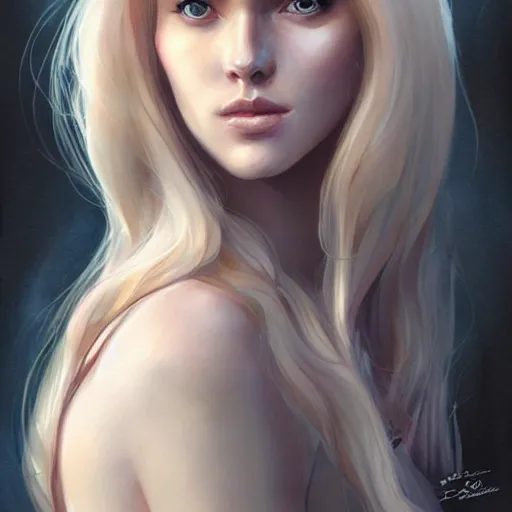 Prompt: light blonde haired girl, portrait, watercolor, artstation, highly detailed, by charlie bowater
