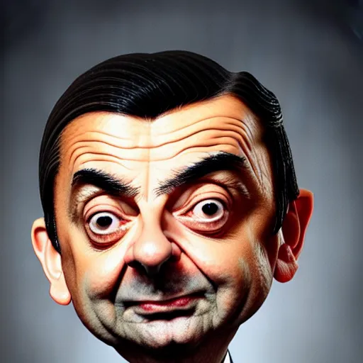 Image similar to rowan atkinson mr bean made from baked beans by greg rutkowski