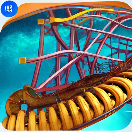 Image similar to underwater roller coaster, photorealistic, detailed