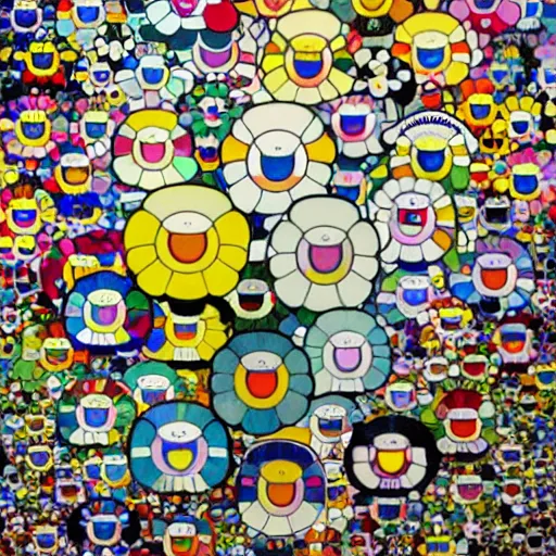 Prompt: a painting by Takashi Murakami