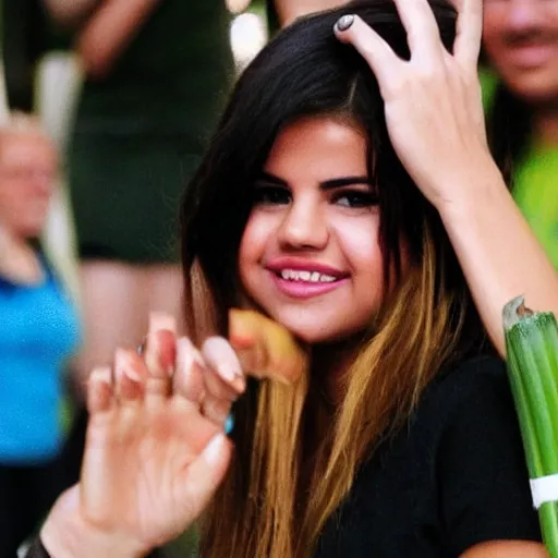 Image similar to photo of human celery!!!! selena gomez face