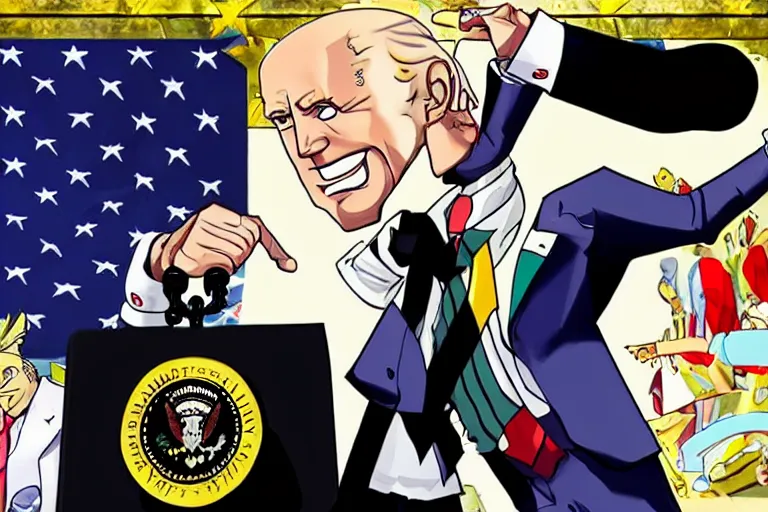 Prompt: Joe Biden as a JOJO character,
