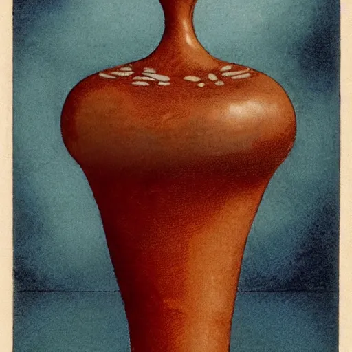 Image similar to 1 9 2 0's bipedal deflective rivulet blob petrel chili luggage vase, by monsu desiderio and anton pieck and wojciech siudmak, trending on deviantart, ambient occlusion, tarot card