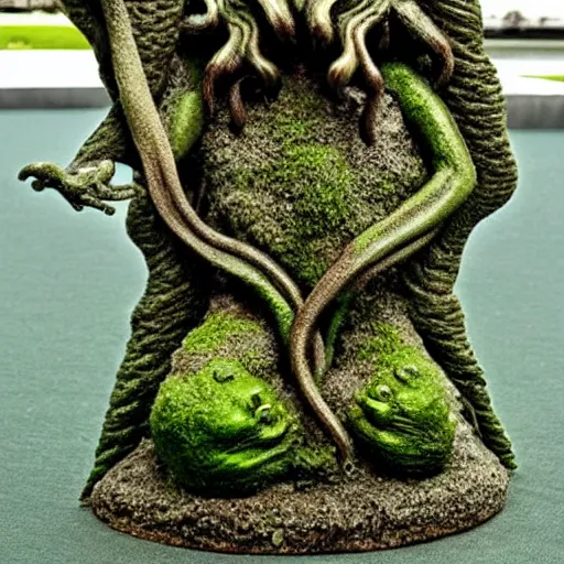 Image similar to cthulhu mossy statue