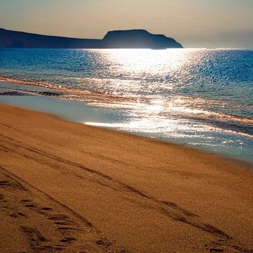 Prompt: a beach in greece morning