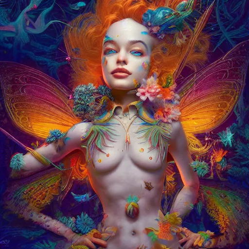 Prompt: 🧚‍♀️🧚‍♀️🧚‍♀️🧚‍♀️✨✨💀🫧, rendered in octane, photorealism, by Ansel Adams David Suh Lisa Frank Peter Mohrbacher Artgerm