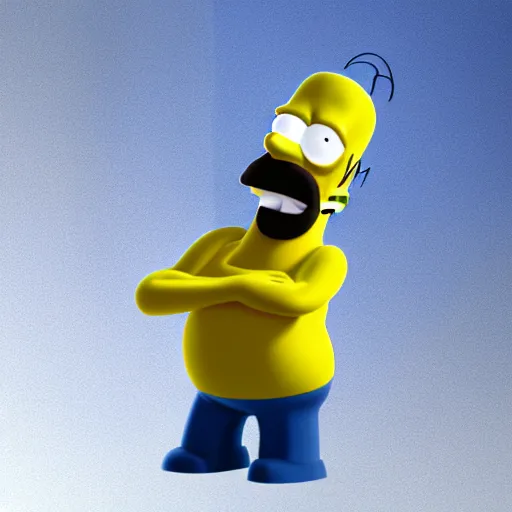 Prompt: a 3d render of Homer Simpson