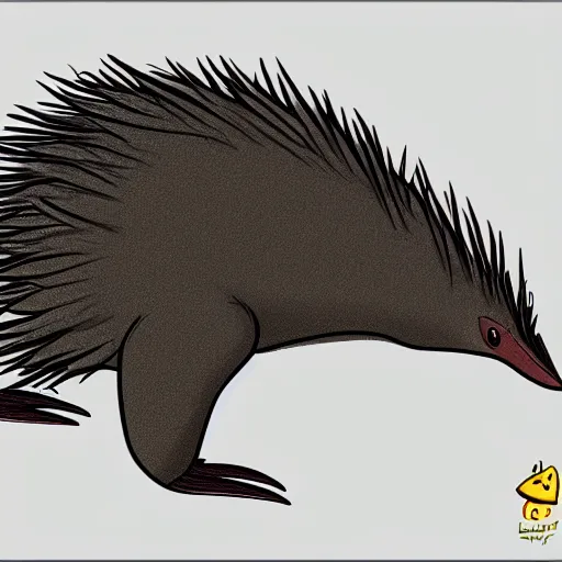 Image similar to character design of cute australian echidna, cartoon style