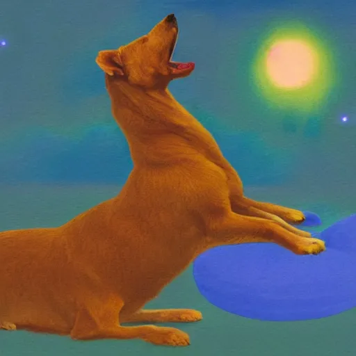 Prompt: a playful mind of astral dog