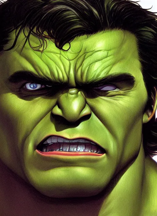 Image similar to the hulk, illustration portrait by mark brooks, detailed, soft lighting