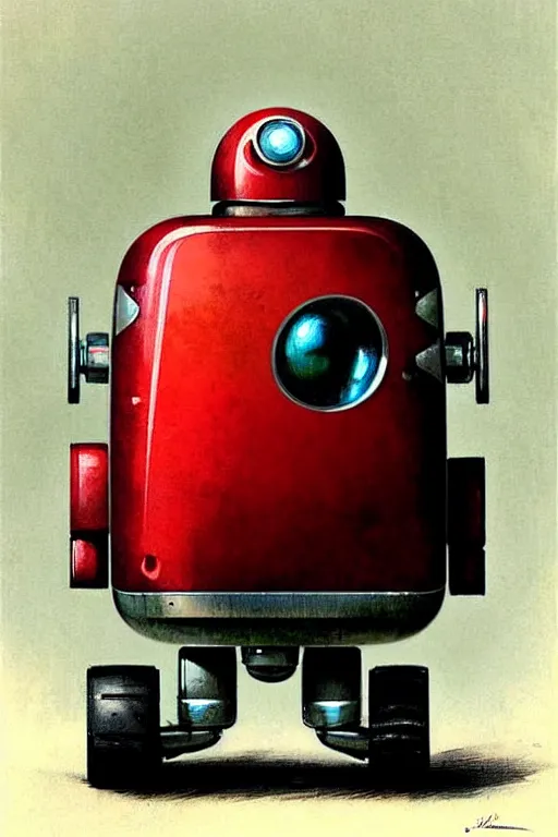 Image similar to ( ( ( ( ( 1 9 5 0 s retro future android robot fat robot mouse wagon. muted colors., ) ) ) ) ) by jean - baptiste monge,!!!!!!!!!!!!!!!!!!!!!!!!! chrome red