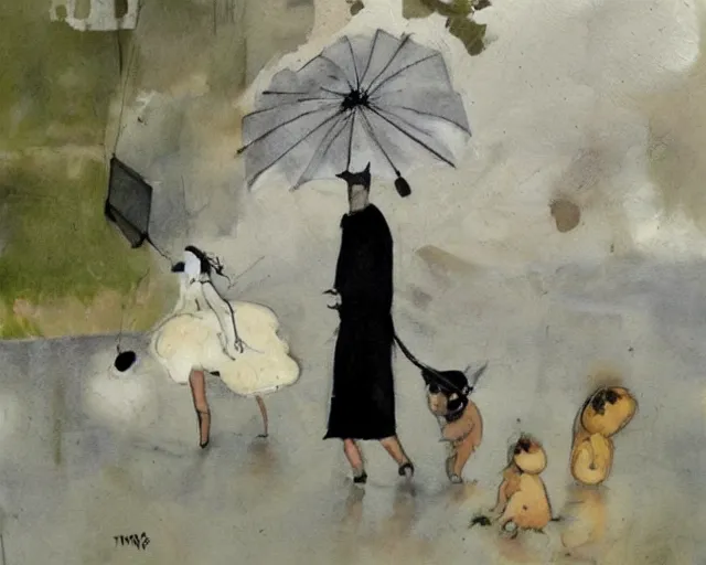 Image similar to a painting by sam toft and guy billout