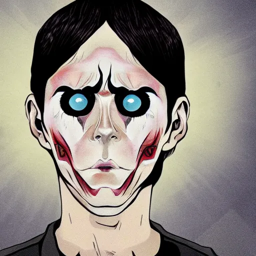 Image similar to jared leto in the style of junji ito