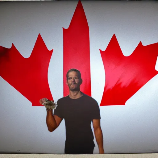Image similar to Paul Walker waving a Canadian flag, painting