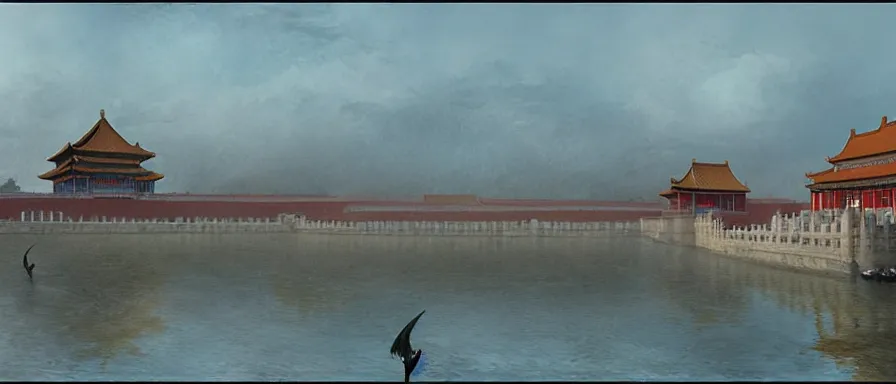 Prompt: The Forbidden City at dawn, detailed matte painting, cinematic, Alan Lee, Artstation