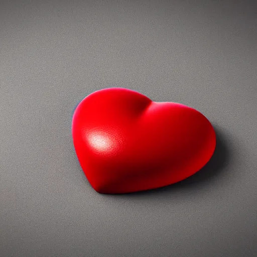 Image similar to 3d render of a badly formed red putty heart shape in the middle of a gray sheet of paper