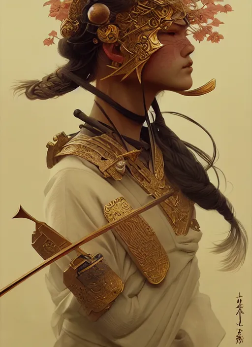 Image similar to organic samurai, diffuse lighting, fantasy, intricate, elegant, highly detailed, lifelike, photorealistic, digital painting, artstation, illustration, concept art, smooth, sharp focus, art by John Collier and Albert Aublet and Krenz Cushart and Artem Demura and Alphonse Mucha