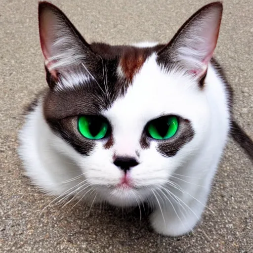 Image similar to chrome cat with red eyes