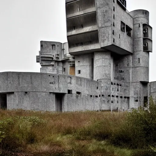 Prompt: scifi brutalist castle, photography