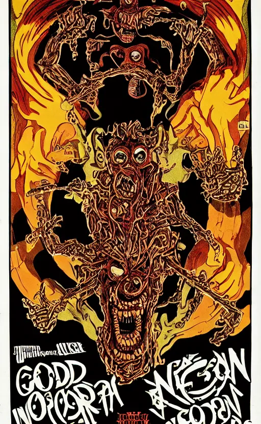 Image similar to cursed with necronomicon horrorcore cel animation poster depicting godlike rat being worshipped by heathens, intricate faces, metropolis, 1 9 5 0 s movie poster, post - processing, vector art