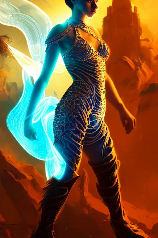 Image similar to a photographic portrait of an attractive young girl, partially clothed in ethereal battle armor, surrounded by colorful transparent plasma, emitting psychic powers, beautiful bone structure, perfectly symmetrical face, perfect eyes, intricate, elegant, ultra-detailed, digital painting, concept art, illustration, sharp focus, minimal artifacts, volumetric lighting, from Valerian and the City of a Thousand Planets, in the style of Artgerm and Loish, fantasy scene, fantasy aesthetic, trending on Artstation and Tumblr, award winning