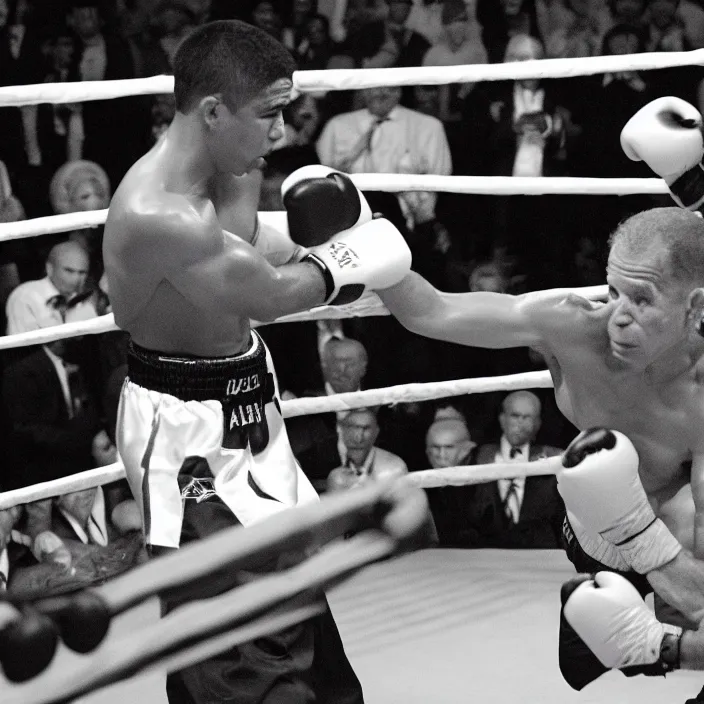 Prompt: boxing match of joe biden and joe biden, b & w detailed sharp photo