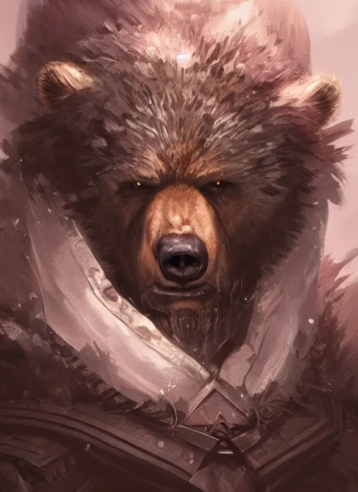 Image similar to samurai werebear, d & d, fantasy, portrait, highly detailed, digital painting, trending on artstation, concept art, sharp focus, illustration, art by artgerm and greg rutkowski and magali villeneuve