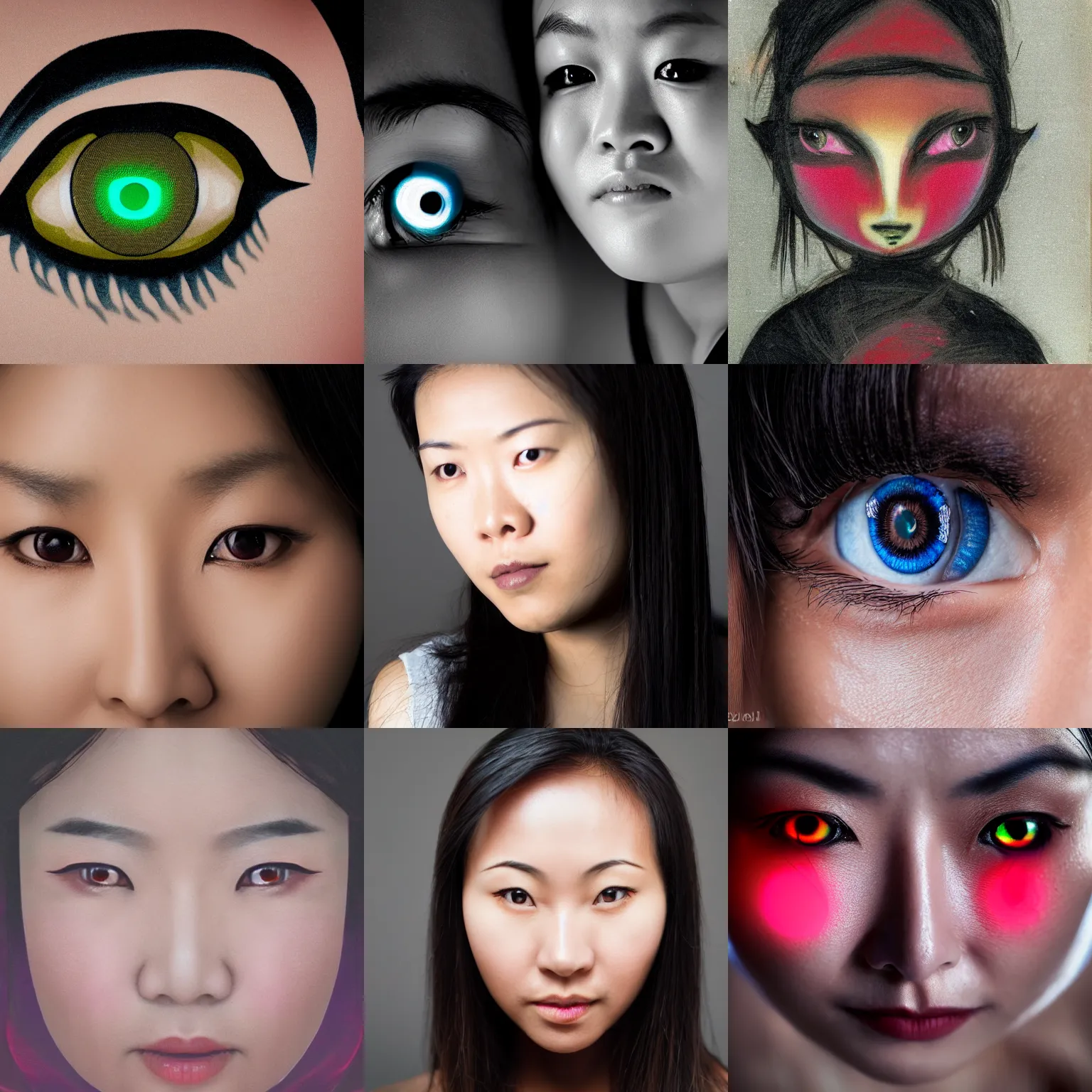 Prompt: asian woman with glowing eyes