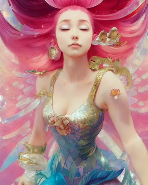 Prompt: princess peach, pink, splash aura in motion, floating pieces, painted art by tsuyoshi nagano, greg rutkowski, artgerm, alphonse mucha, spike painting