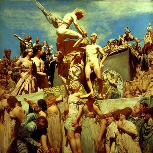 Image similar to the triumph of augustus, by ilya repin, oil on canvas, 1 8 8 3