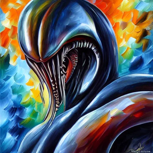 Prompt: xenomorph by leonid afremov