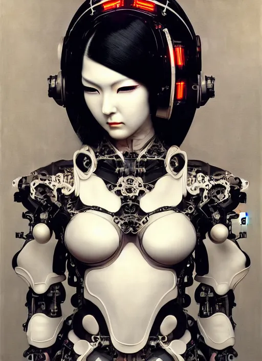 Prompt: portrait of a seductive cybernetic latex geisha mechs, modern fine art, fractal, in the style of ghosts in the machine, intricate ornaments, elegant, highly detailed, digital photography, subsurface scattering, by greg rutkowski,
