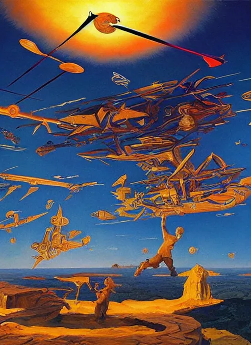 Image similar to a visual depiction of astral projection, large scale painting by robert mccall and vladimir kush