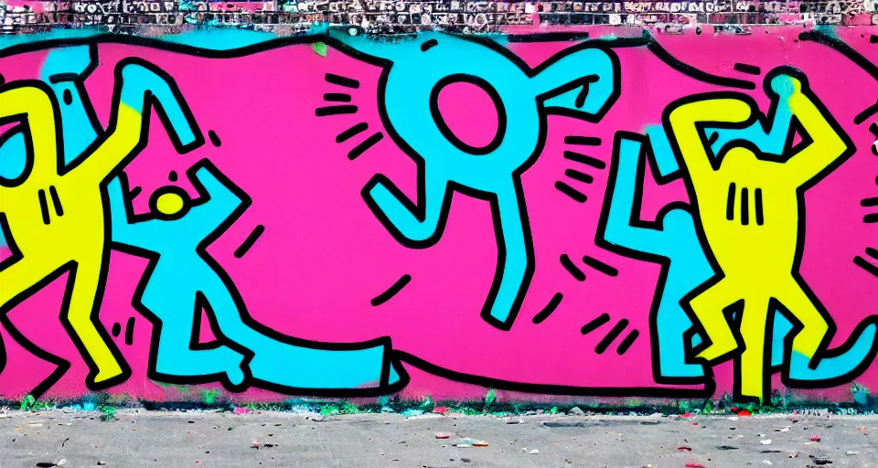 Image similar to fear and disgust, Keith haring, graffiti, 4K