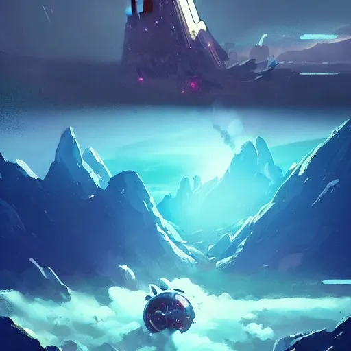 Image similar to a spaceship crashed into a beautiful foreign planet. The spaceship is buried in the ground. in the style of digital art, artstation trending, rossdraws, breath of the wild
