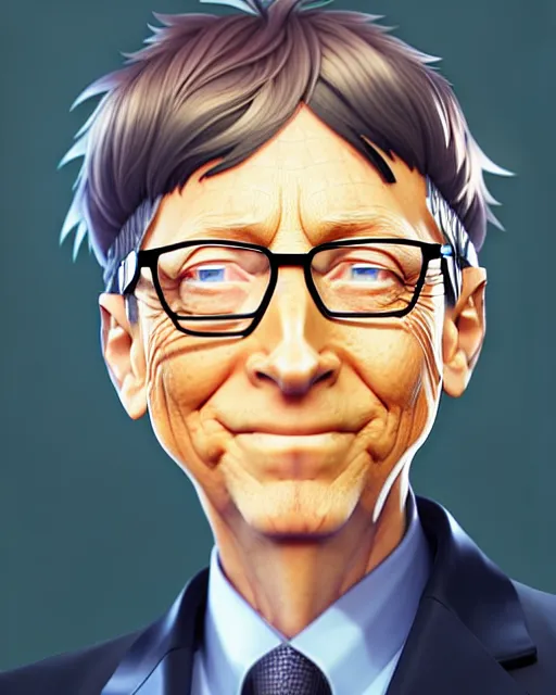 Prompt: character concept art of bill gates as an anime boy | cute - fine face, pretty face, realistic shaded perfect face, fine details by stanley artgerm lau, wlop, rossdraws, james jean, andrei riabovitchev, marc simonetti, and sakimichan, tranding on artstation