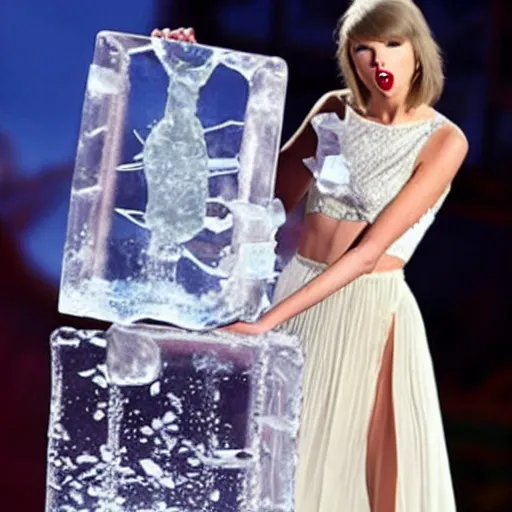 Image similar to Taylor Swift Frozen in a block of ice because she was not swift enough