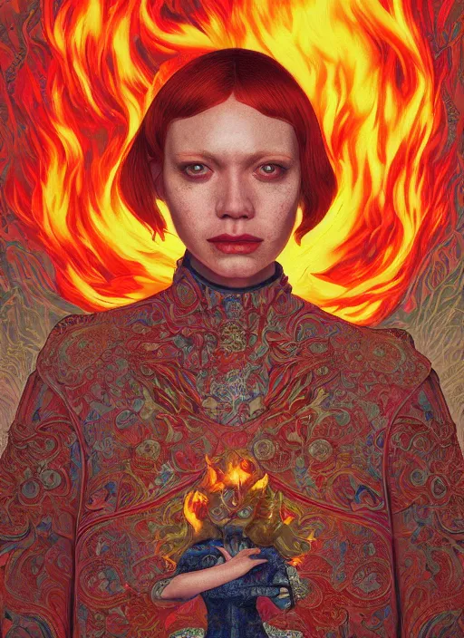 Image similar to flame portrait :: by Martine Johanna and Simon Stålenhag and Chie Yoshii and Casey Weldon and Guillermo del toro :: ornate, dynamic, particulate, rich colors, intricate, harper's bazaar, elegant, highly detailed, centered, artstation, smooth, sharp focus, octane render, 3d